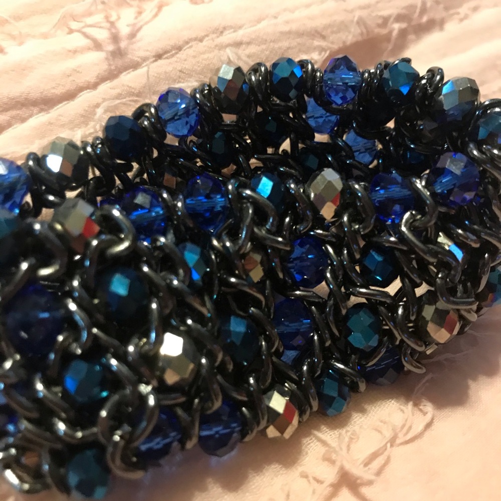 Blue and gray beaded bracelet - Picture 3 of 3